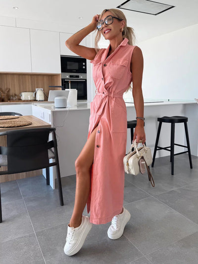 Nena | Denim Look Doorknoopjurk